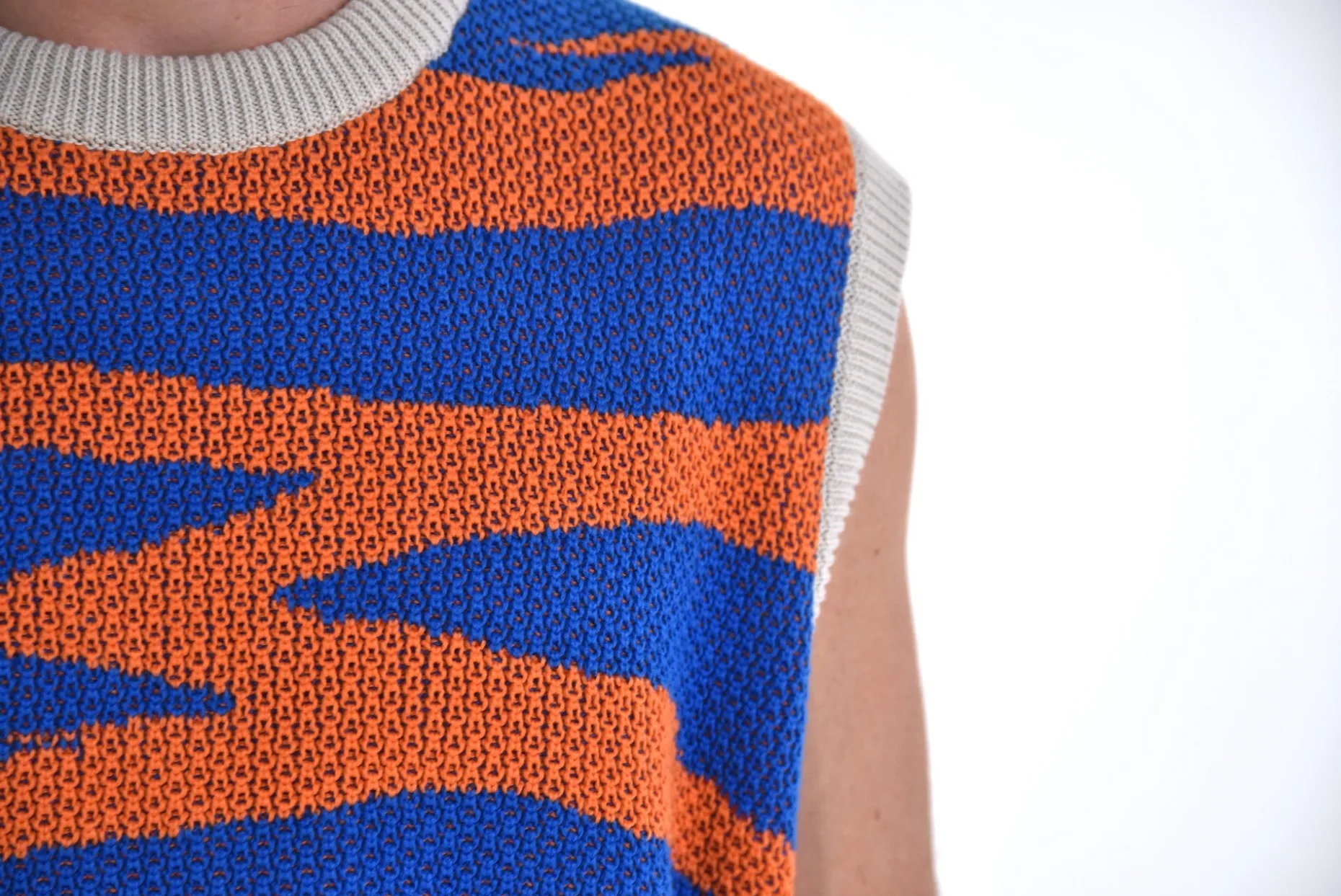 Daniel Chong Knitted Jacquard Vest NARANJA/AZUL Online