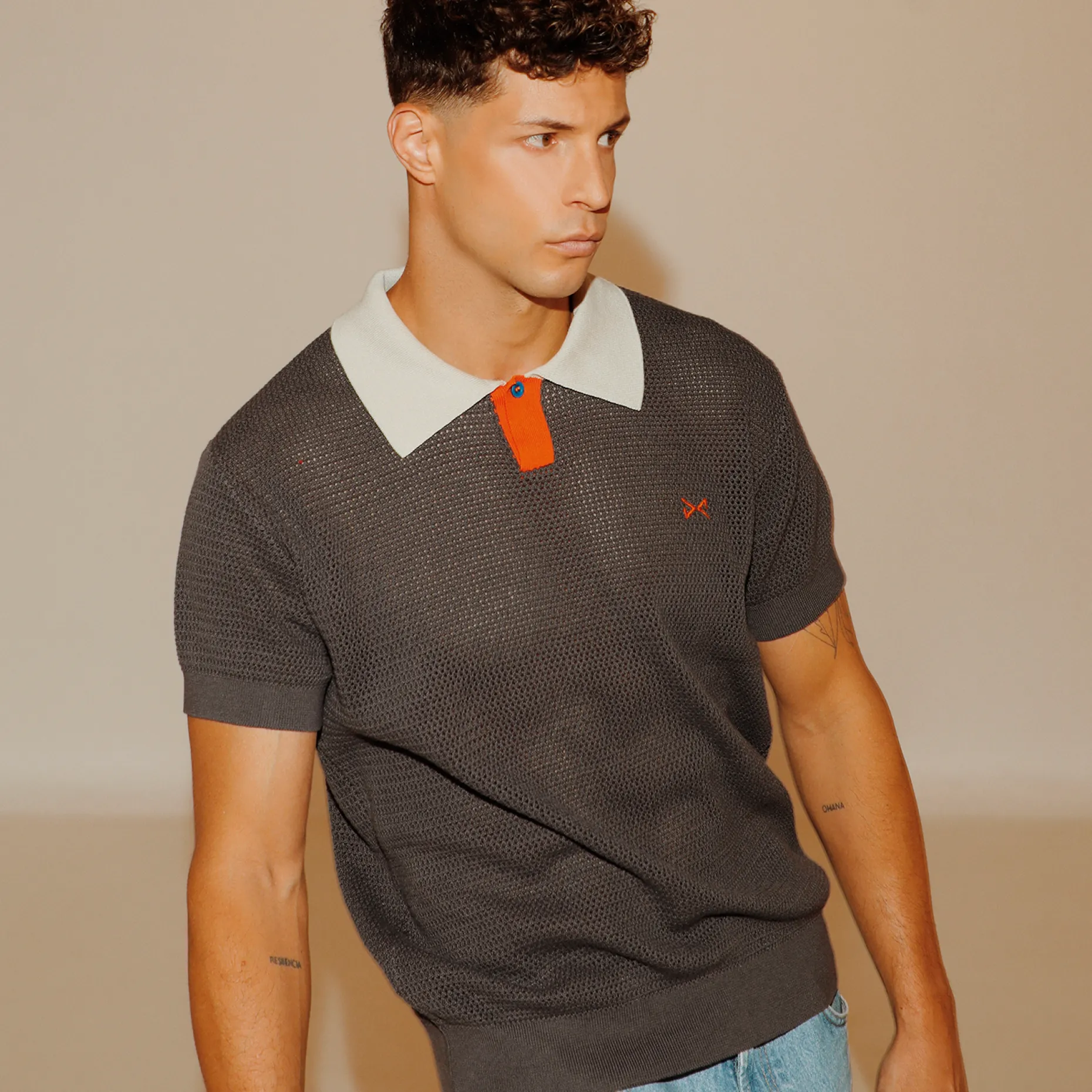 Daniel Chong Men's Short Sleeve Mesh Polo w/ Button AZUL MARINO Best Sale