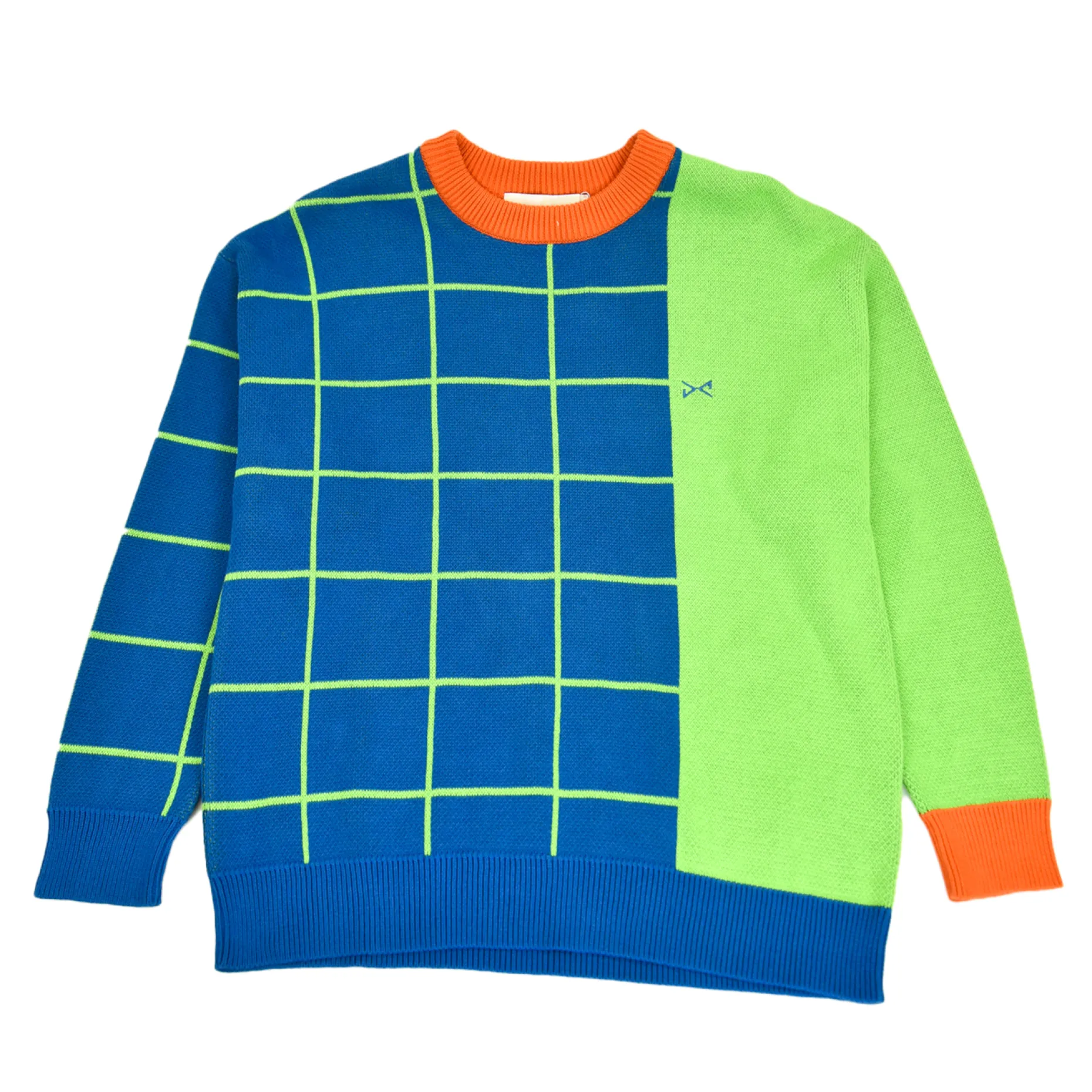 Daniel Chong Unisex Knitted Jacquard Sweater AZUL/VERDE Outlet